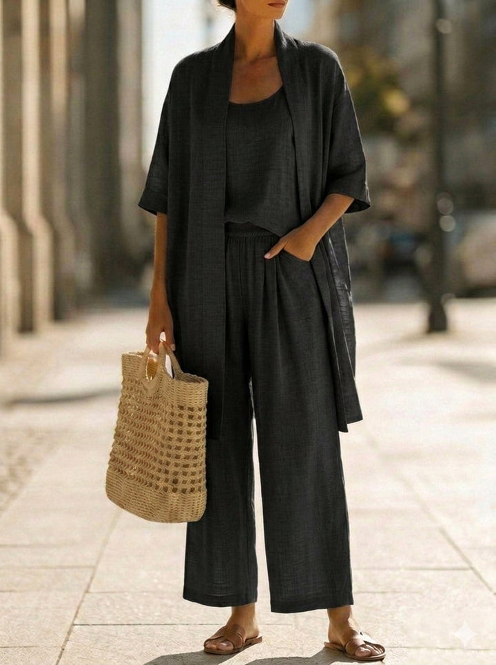 Elegant Linen Blend Three-Piece Set