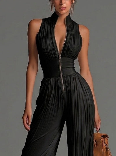 White Chiffon Wide-Leg Jumpsuit