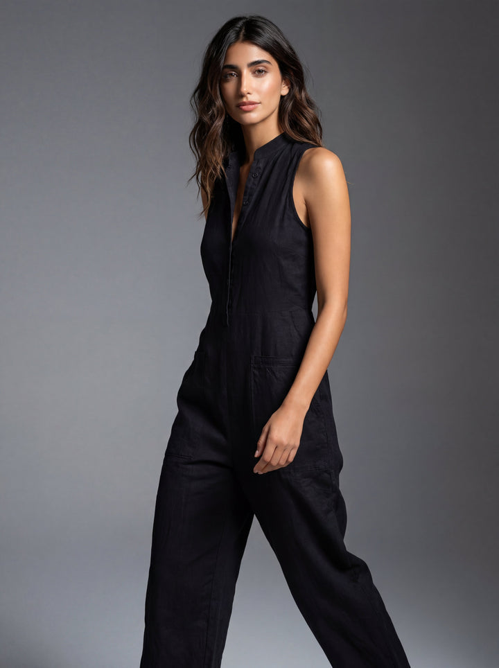 Minimalist Linen Blend Jumpsuit