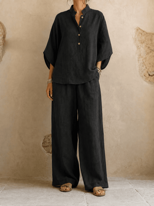 Batwing Sleeve Wide-Leg Set