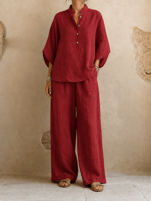 Batwing Sleeve Wide-Leg Set