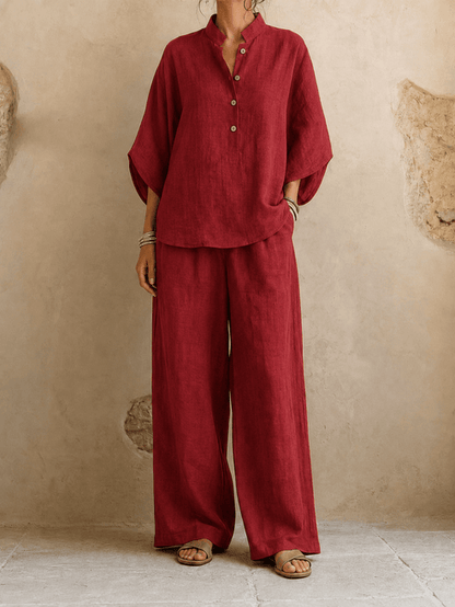 Batwing Sleeve Wide-Leg Set