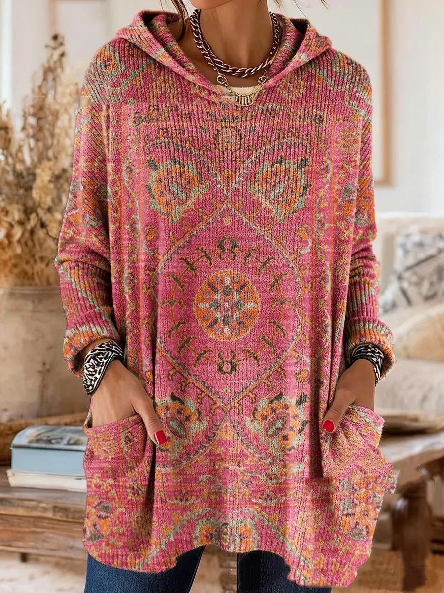Retro Print Hooded Tunic