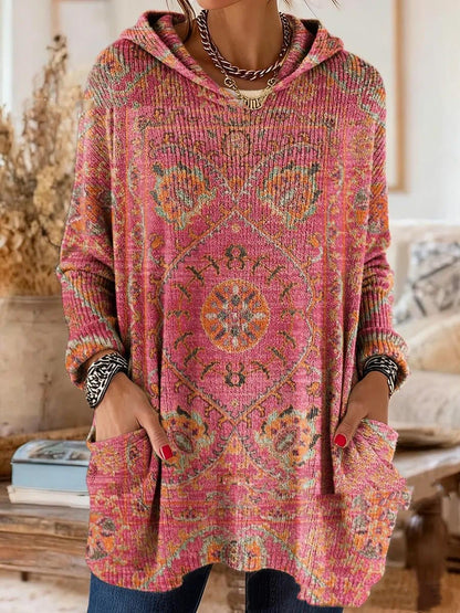 Retro Print Hooded Tunic