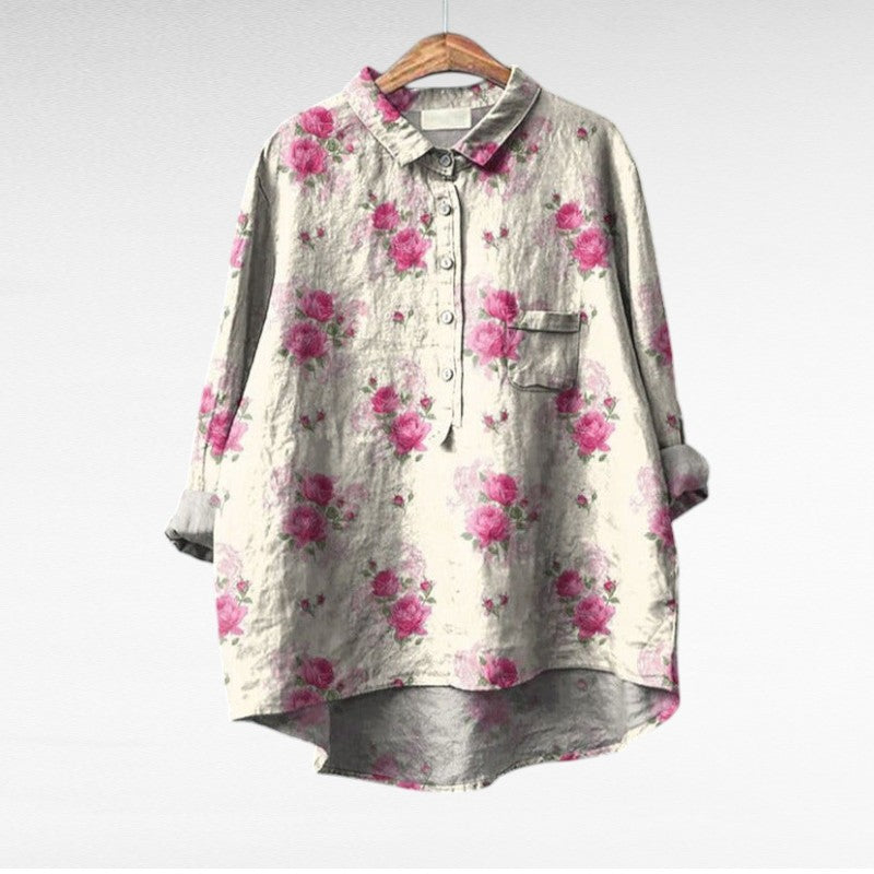 Painterly Floral Button Blouse