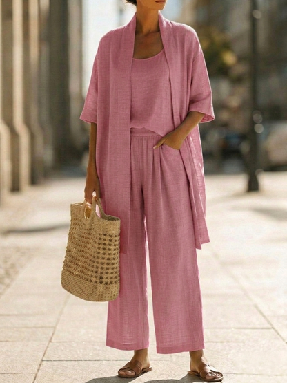 Elegant Linen Blend Three-Piece Set