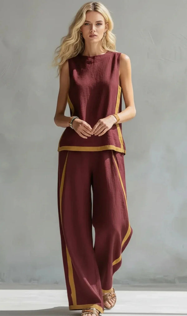 Contrast Trim Two-Piece Set