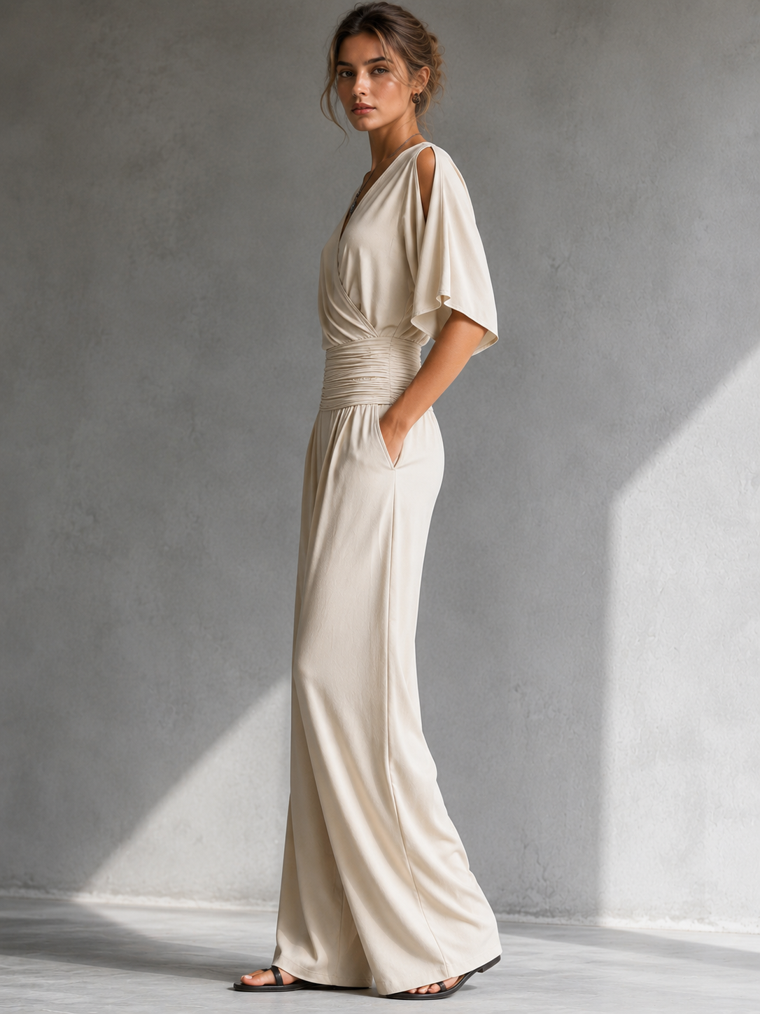 Off-Shoulder Wrap Jumpsuit