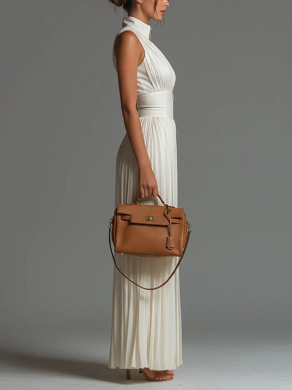 White Chiffon Wide-Leg Jumpsuit
