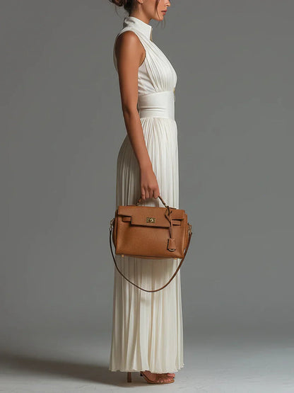 White Chiffon Wide-Leg Jumpsuit
