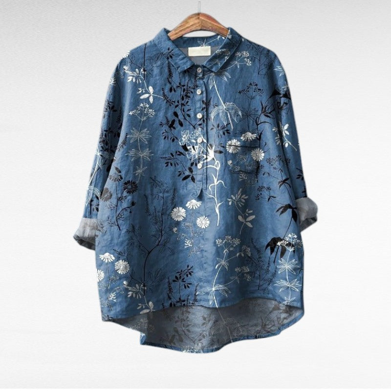 Painterly Floral Button Blouse