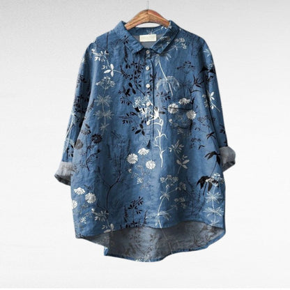 Painterly Floral Button Blouse