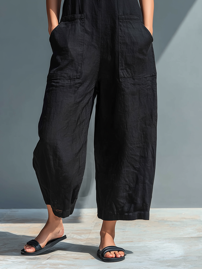 Flowing Wide-Leg Pocket Jumpsuit