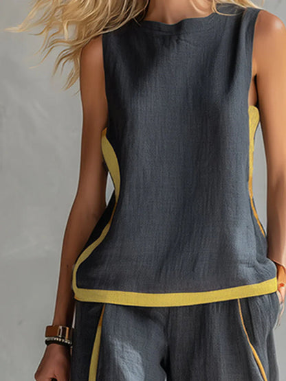 Contrast Trim Two-Piece Set