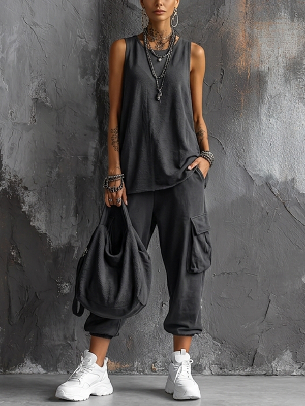 Casual Pocket Two-Piece Set