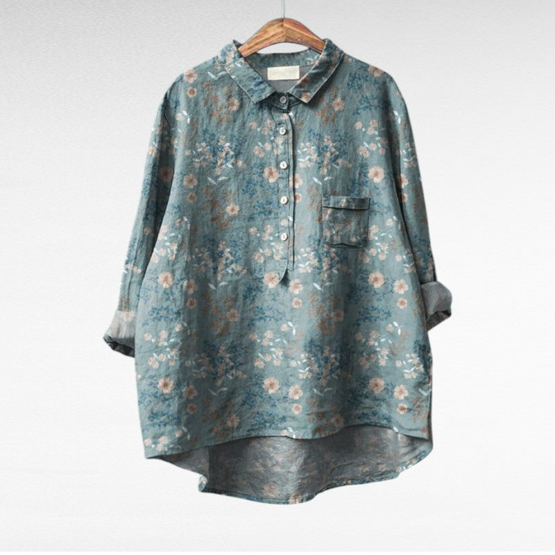 Painterly Floral Button Blouse