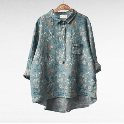 Painterly Floral Button Blouse