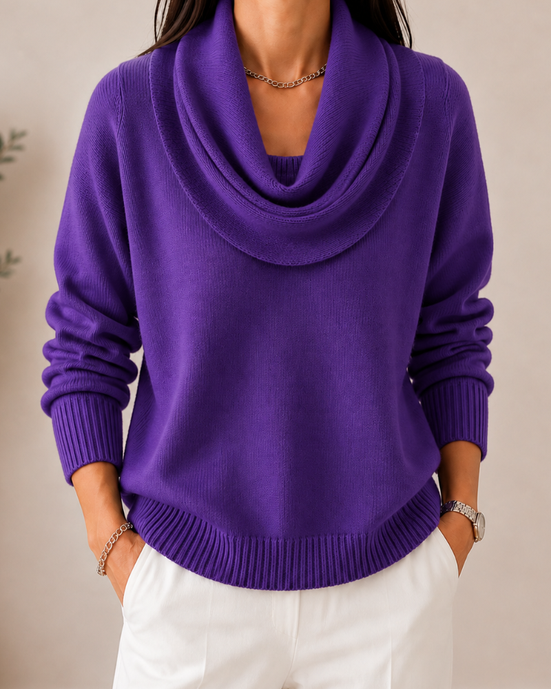 Elegant Cowl Neck Knit Jumper