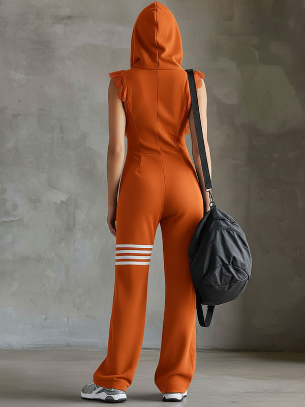 Retro Hooded Sport Jumpsuit