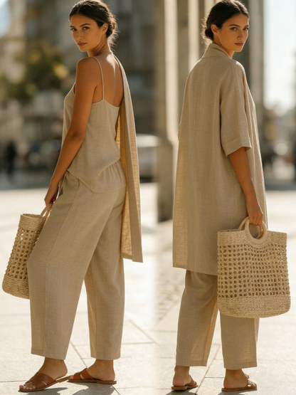 Elegant Linen Blend Three-Piece Set