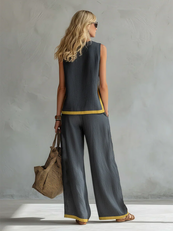 Contrast Trim Two-Piece Set