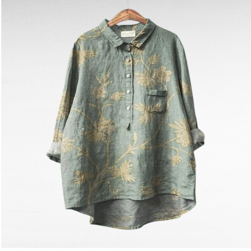 Painterly Floral Button Blouse