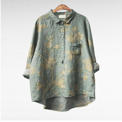 Painterly Floral Button Blouse