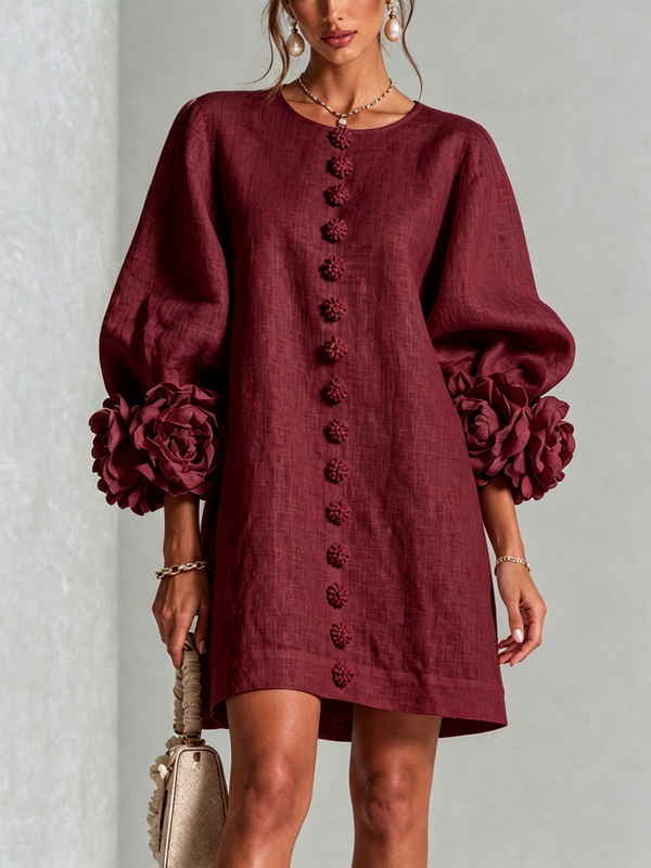 Floral Cuff Mini Dress