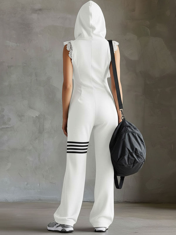 Retro Hooded Sport Jumpsuit