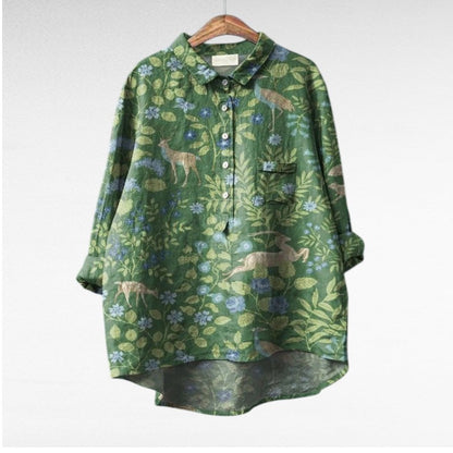 Painterly Floral Button Blouse