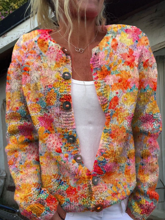 Vintage Floral Art Cardigan