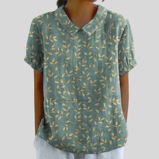 Botanical Print Collared Blouse