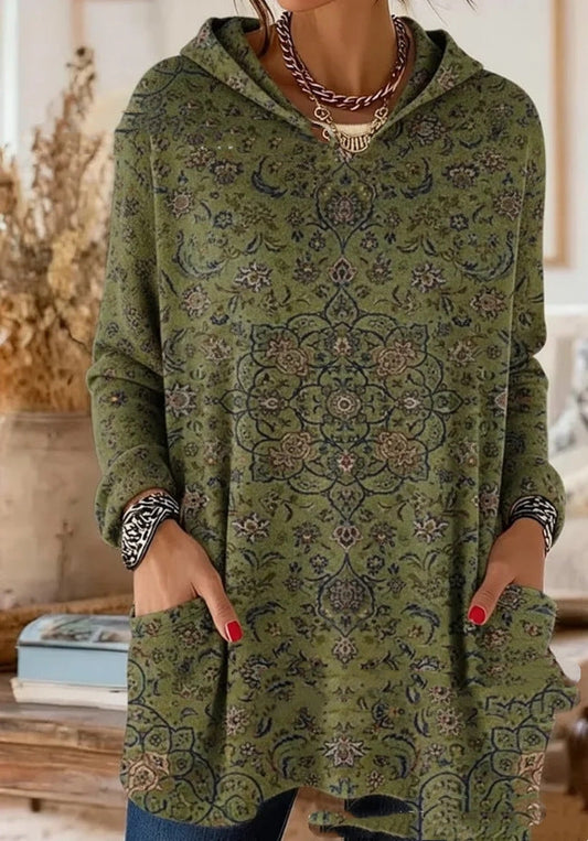 Retro Print Hooded Tunic