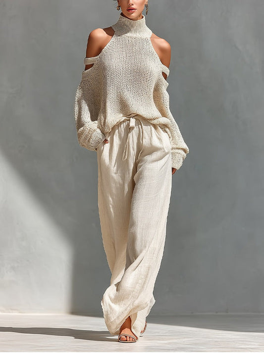 Cold-Shoulder Knit Two-Piece Set