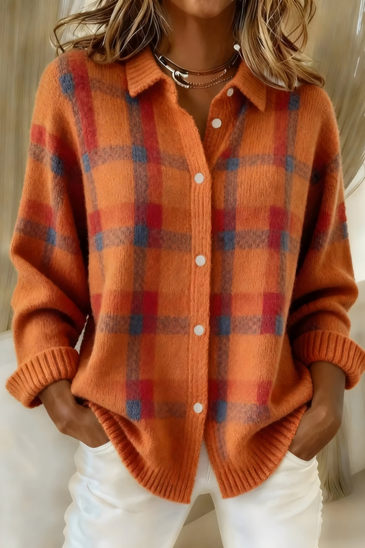 Classic Plaid Knit Cardigan