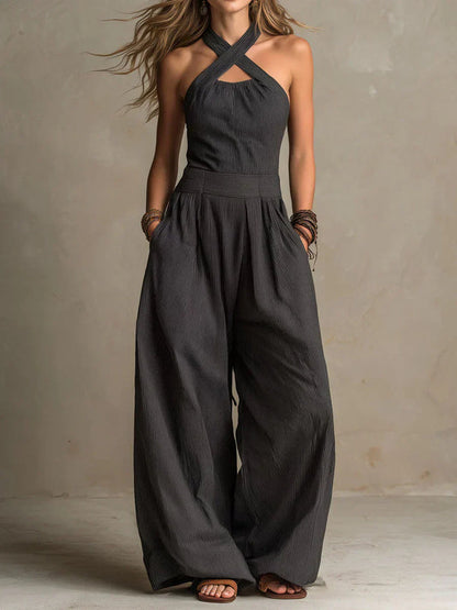 Halter Neck Wide-Leg Jumpsuit
