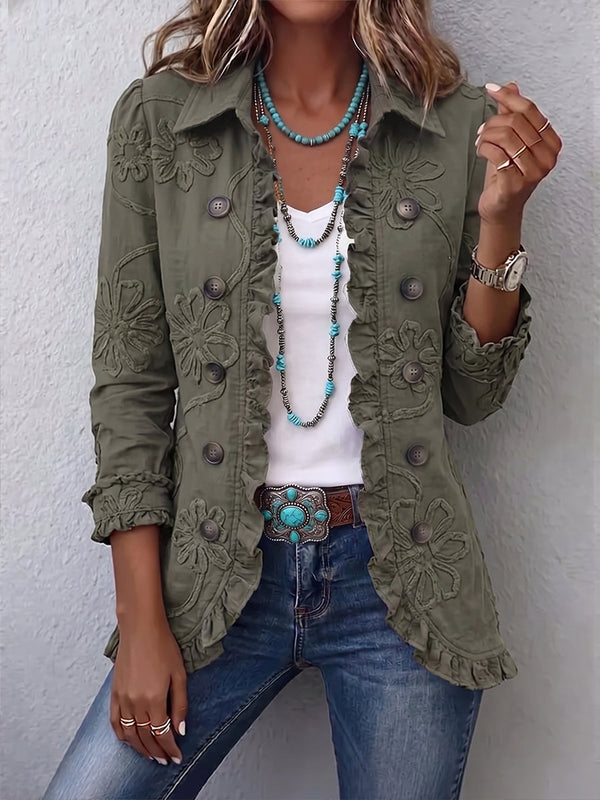 Floral Embroidered Ruffle Jacket