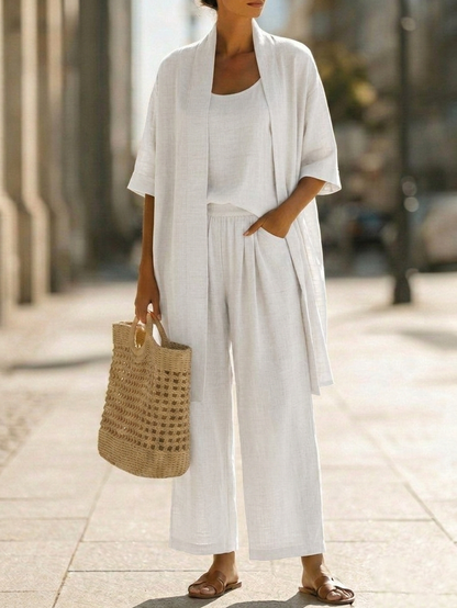 Elegant Linen Blend Three-Piece Set