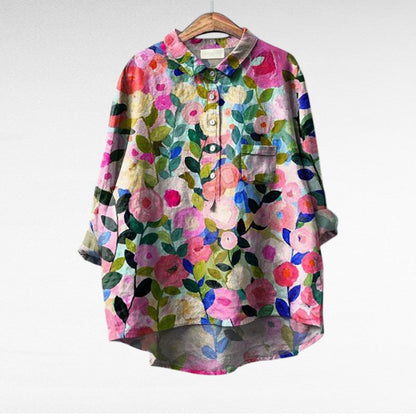 Painterly Floral Button Blouse