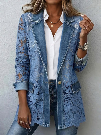 Floral Lace Panel Blazer
