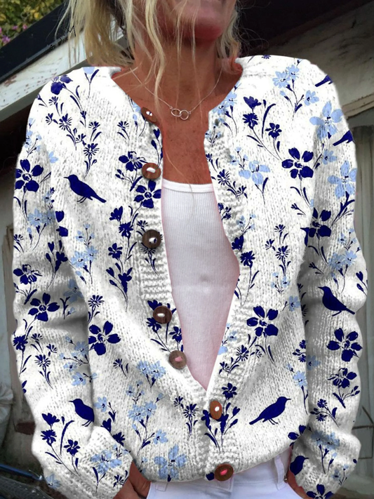 Vintage Floral Bird Cardigan