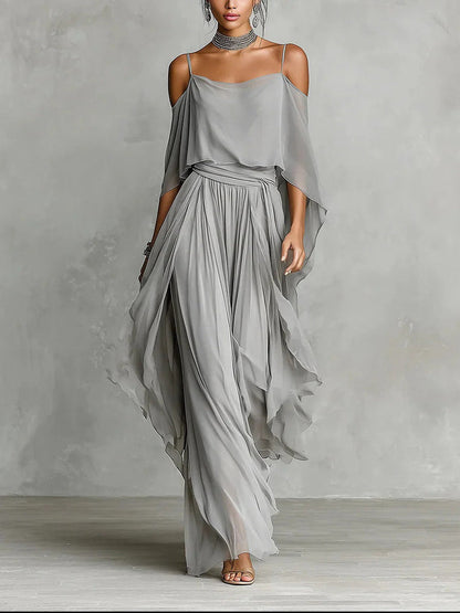 Flowy Strappy Top & Wide-Leg Pants Set