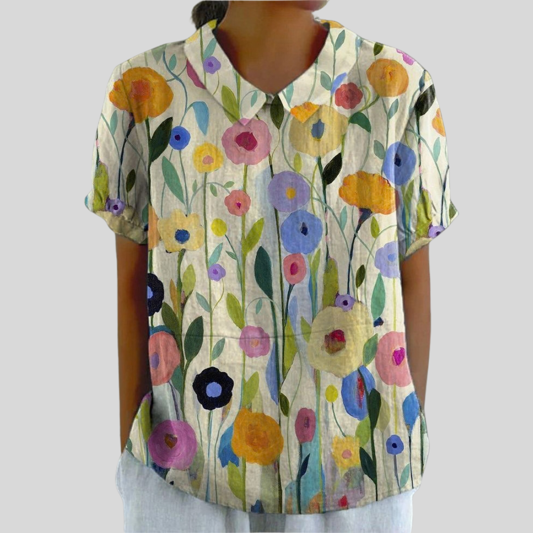 Garden Print Collared Blouse