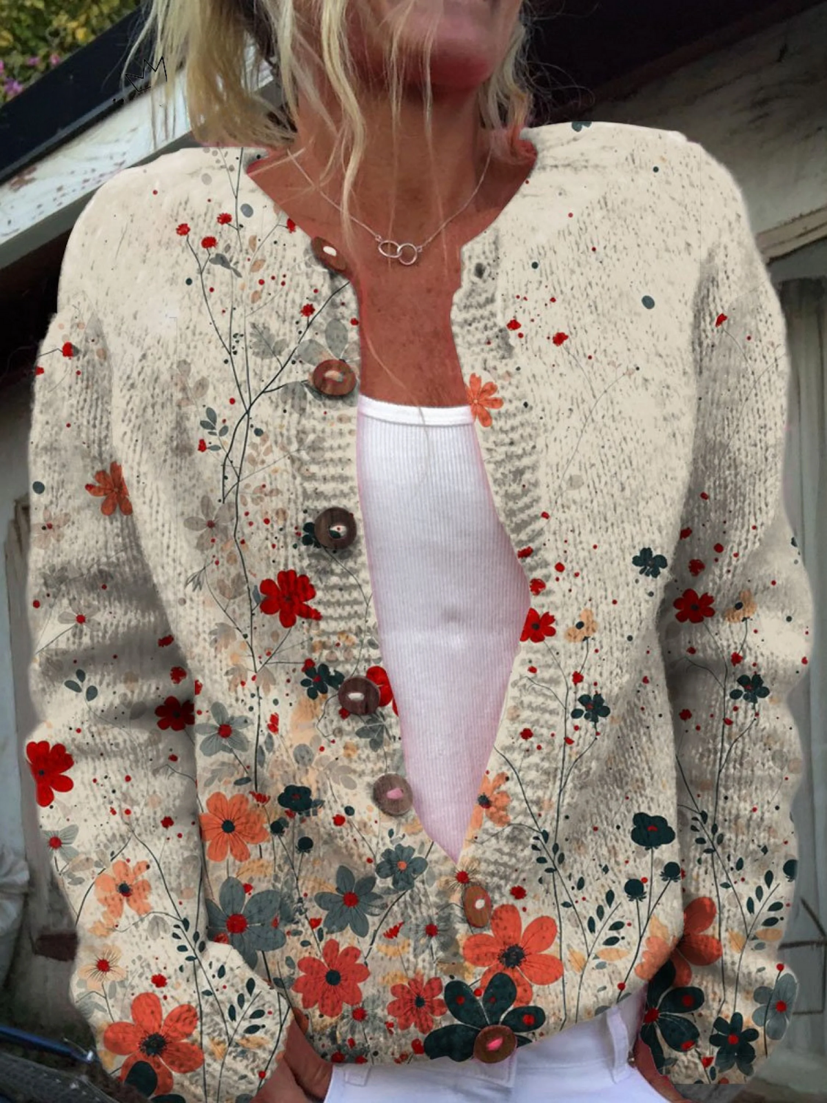 Vintage Floral Knit Cardigan