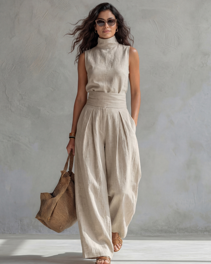 Elegant Wide-Leg Top & Pants Set