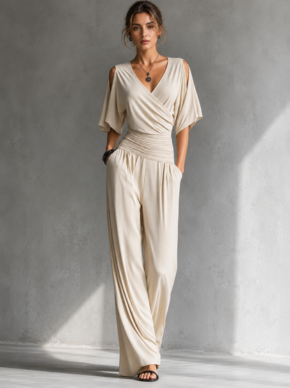 Off-Shoulder Wrap Jumpsuit