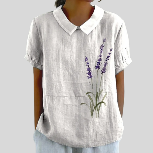 Soft Floral Collared Blouse