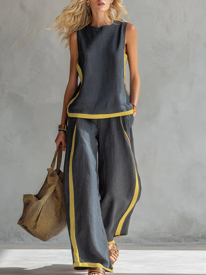 Contrast Trim Two-Piece Set