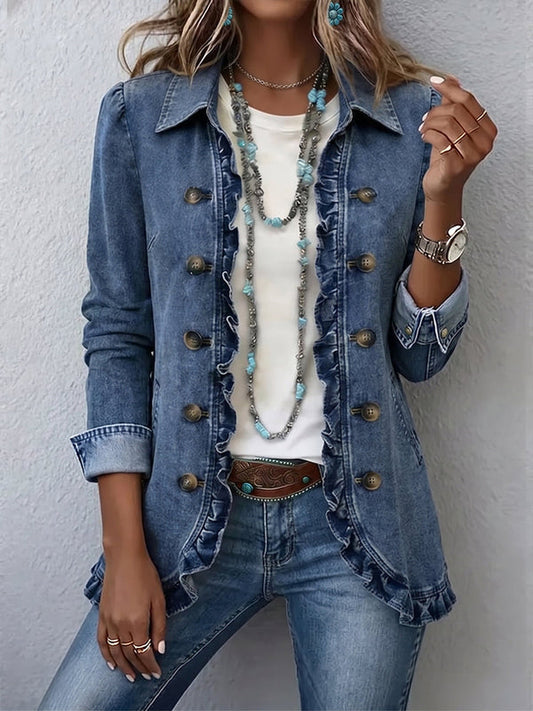 Ruffled Button-Front Jacket